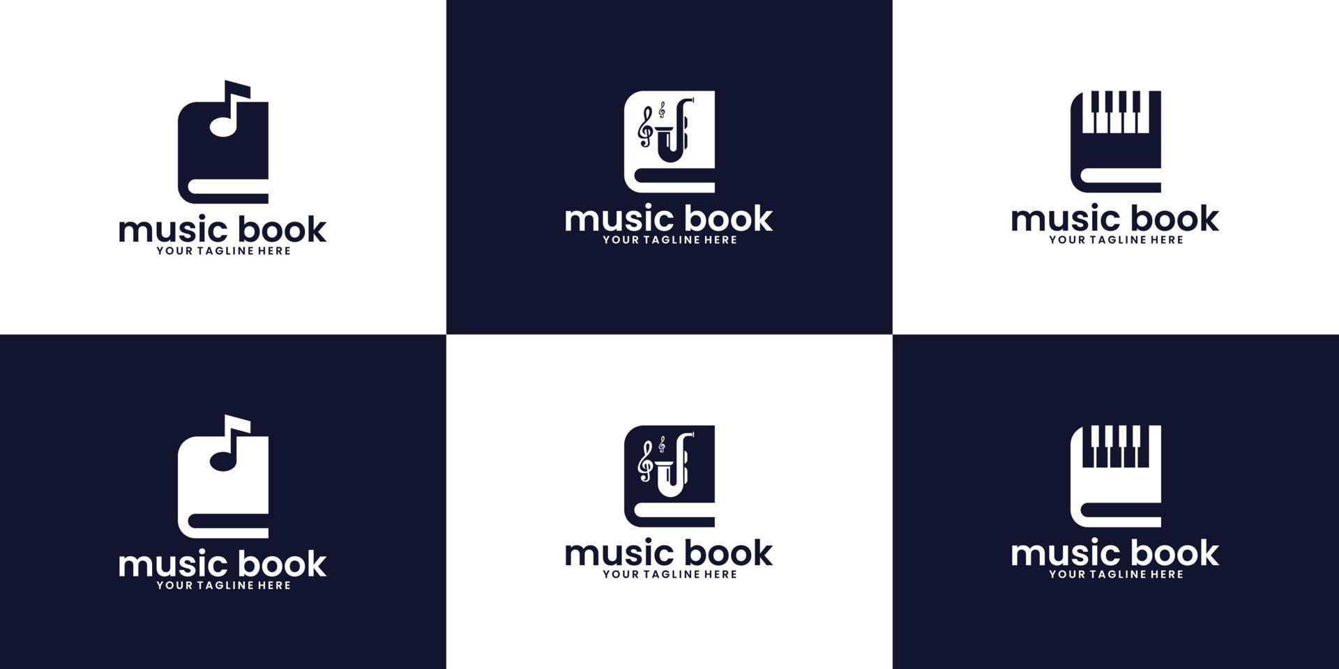 colección de inspiración de diseño de logotipo de libro de música vector