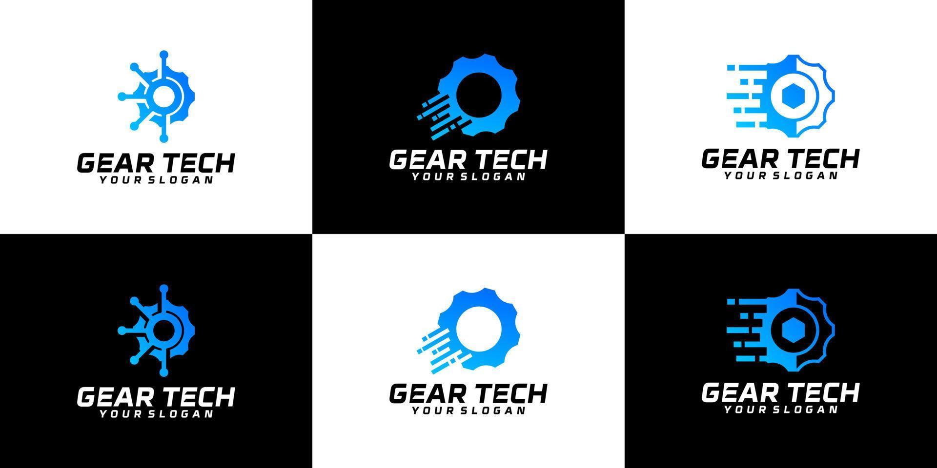 gear technology service logo collection vector