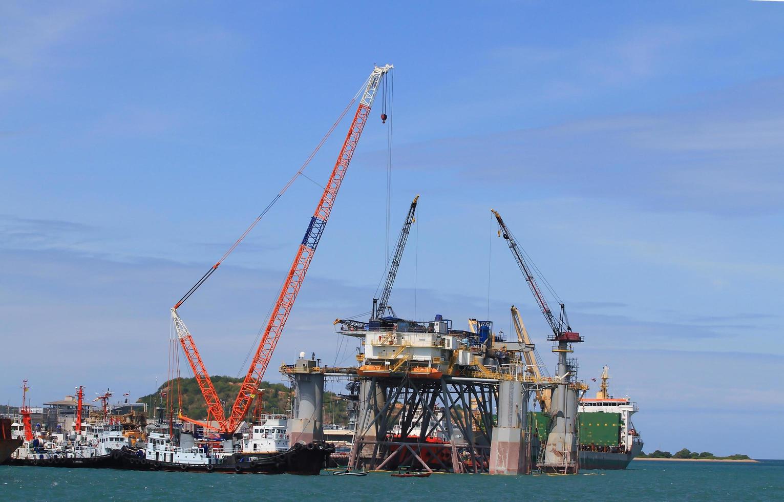 ship for repairs in large floating dry dock photo