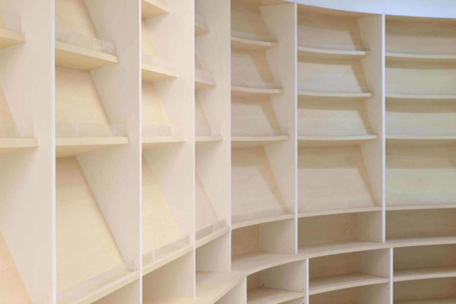 Blank wooden bookshelf photo