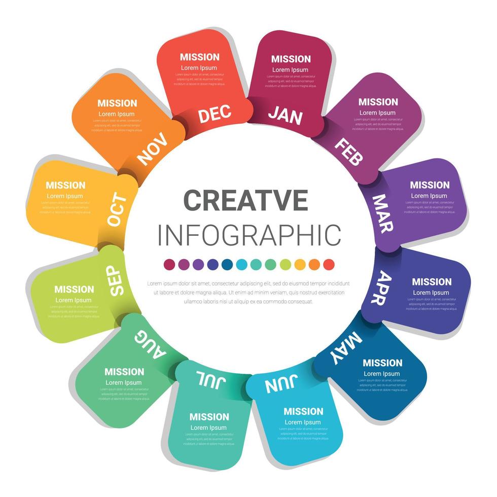 Infographic elements circle design for all month planners. vector