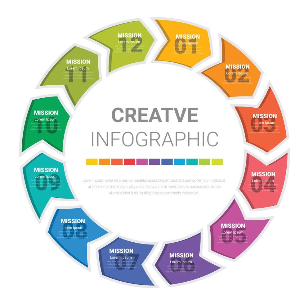 presentación, plantilla de infografía empresarial para 12 opciones vector