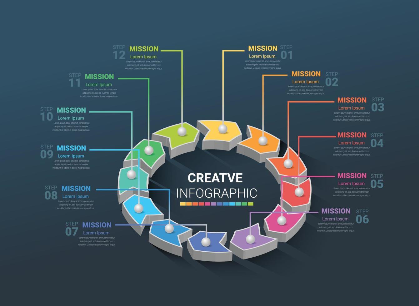 Infographic circle design for 12 options, steps or processes. vector