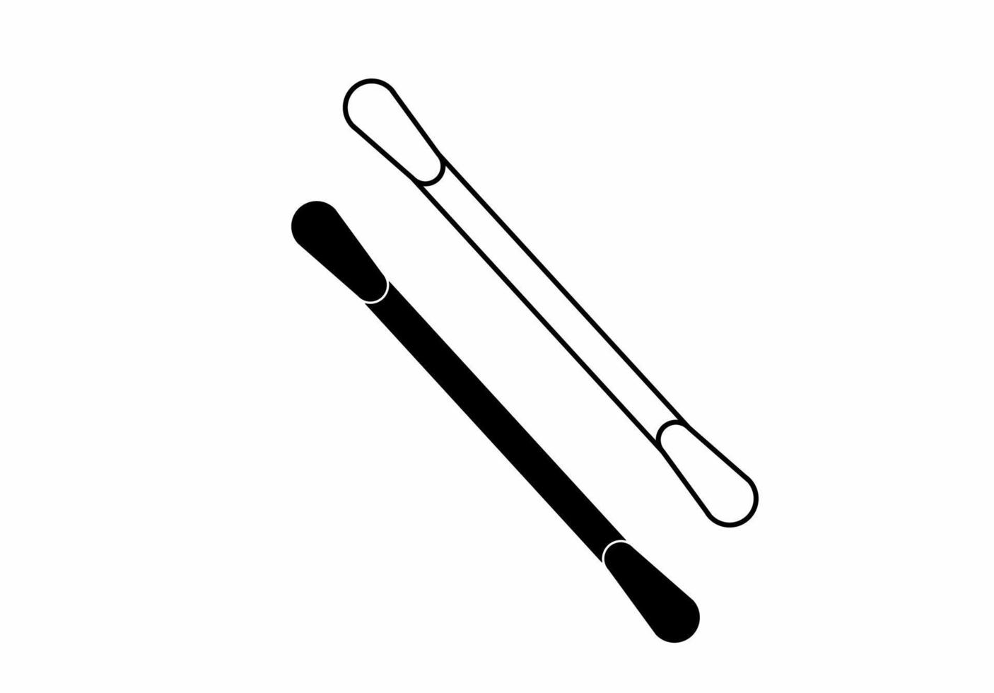 outline silhouette cotton swabs stick set isolated on white background vector