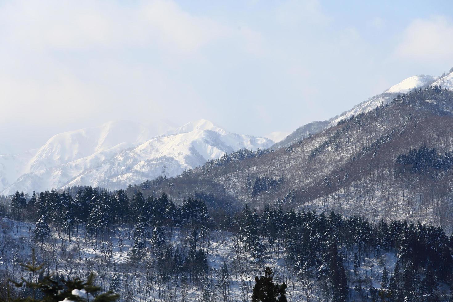 snow covered mountain in Takayama japan photo