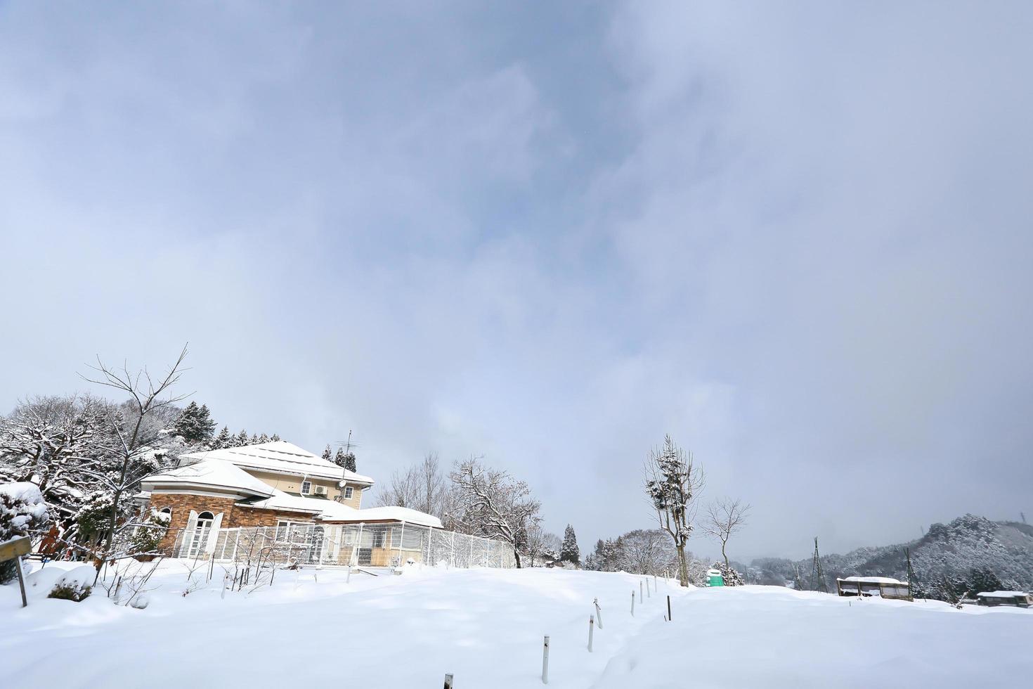 View of the city takayama in Japan in the snow photo
