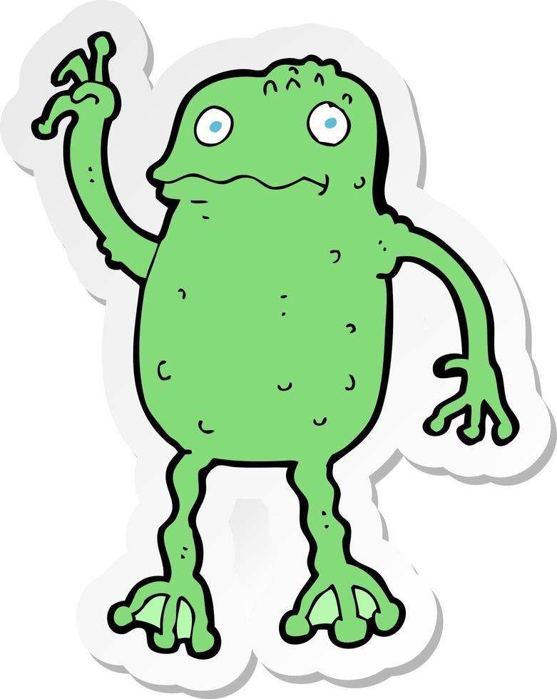 sticker of a cartoon frog vector