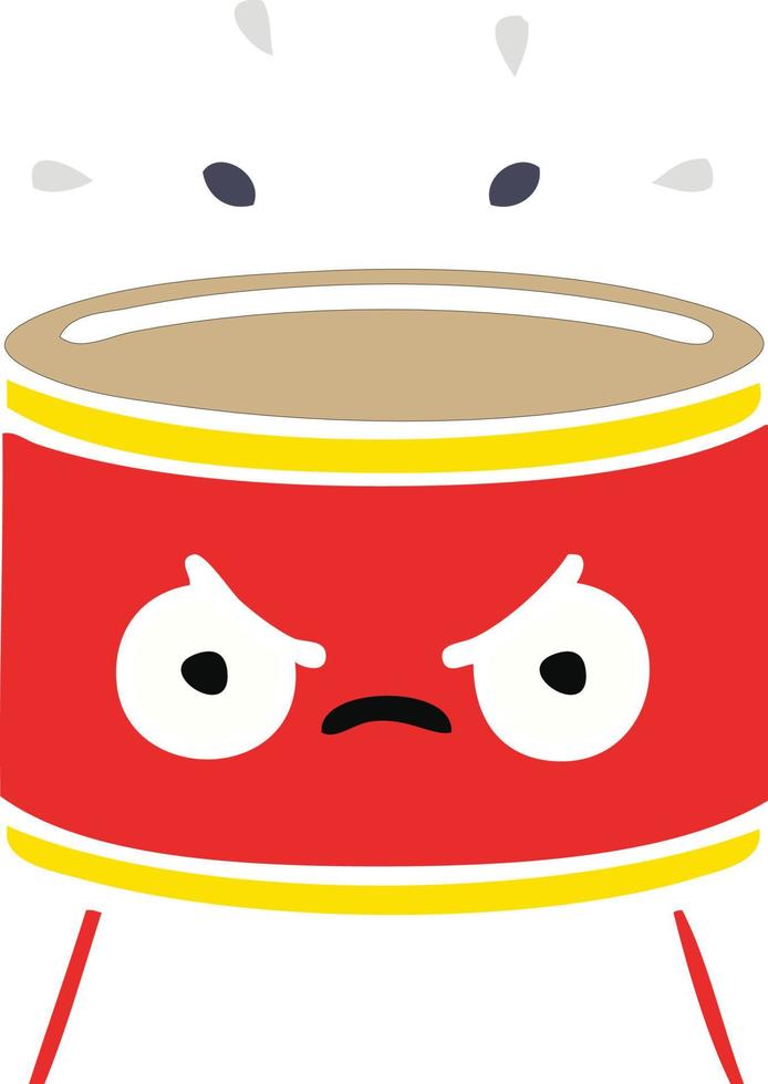 flat color retro cartoon drum vector