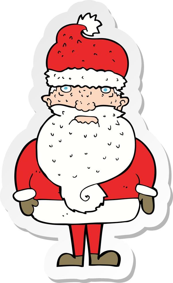 sticker of a cartoon santa claus vector