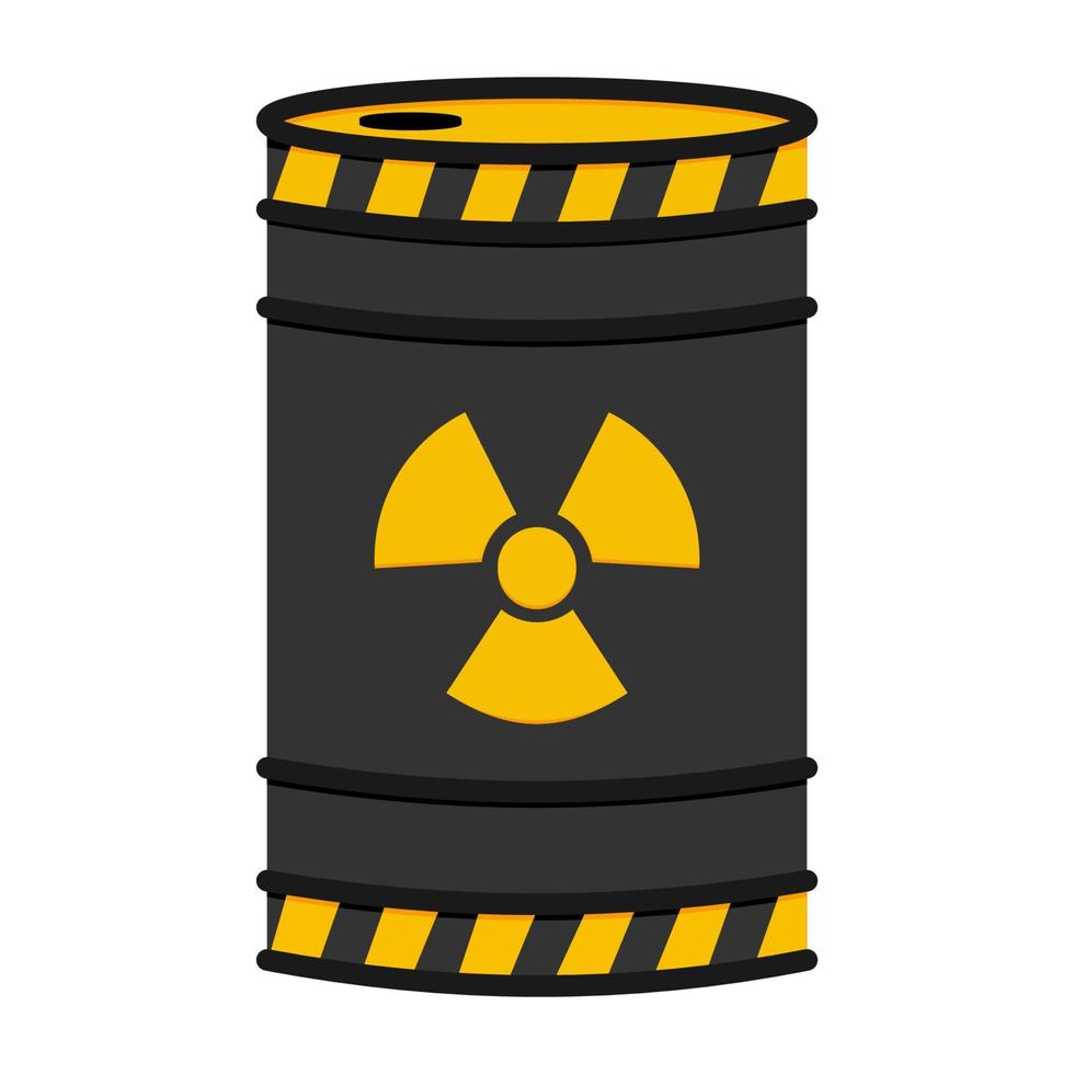 Barrel with nuclear pollution. Biohazard, Radioactive, Toxic waste vector