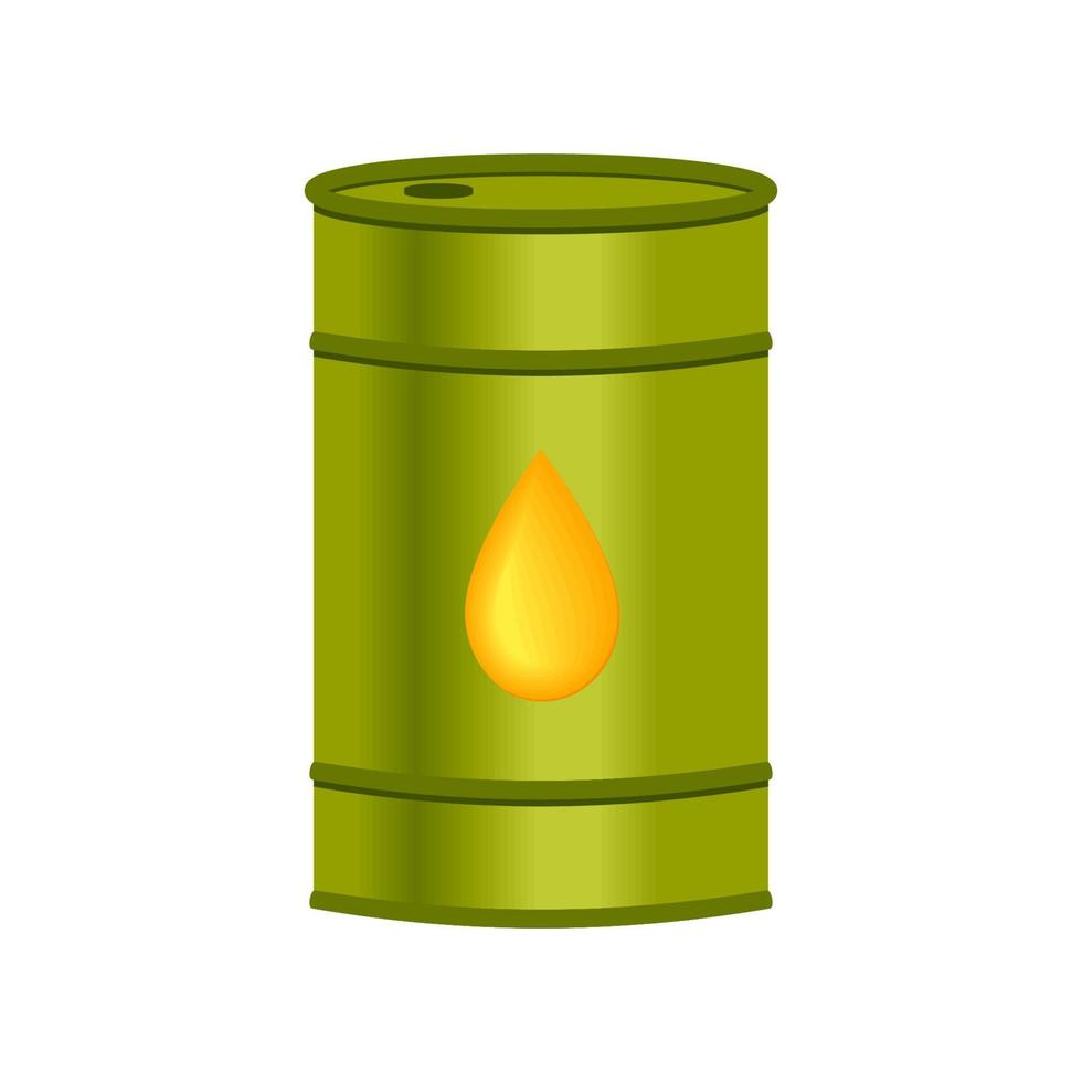 barril verde con caída de combustible. barril de aceite de biocombustible. concepto de biocombustible ecológico. industria ecológica, símbolo de energía alternativa vector