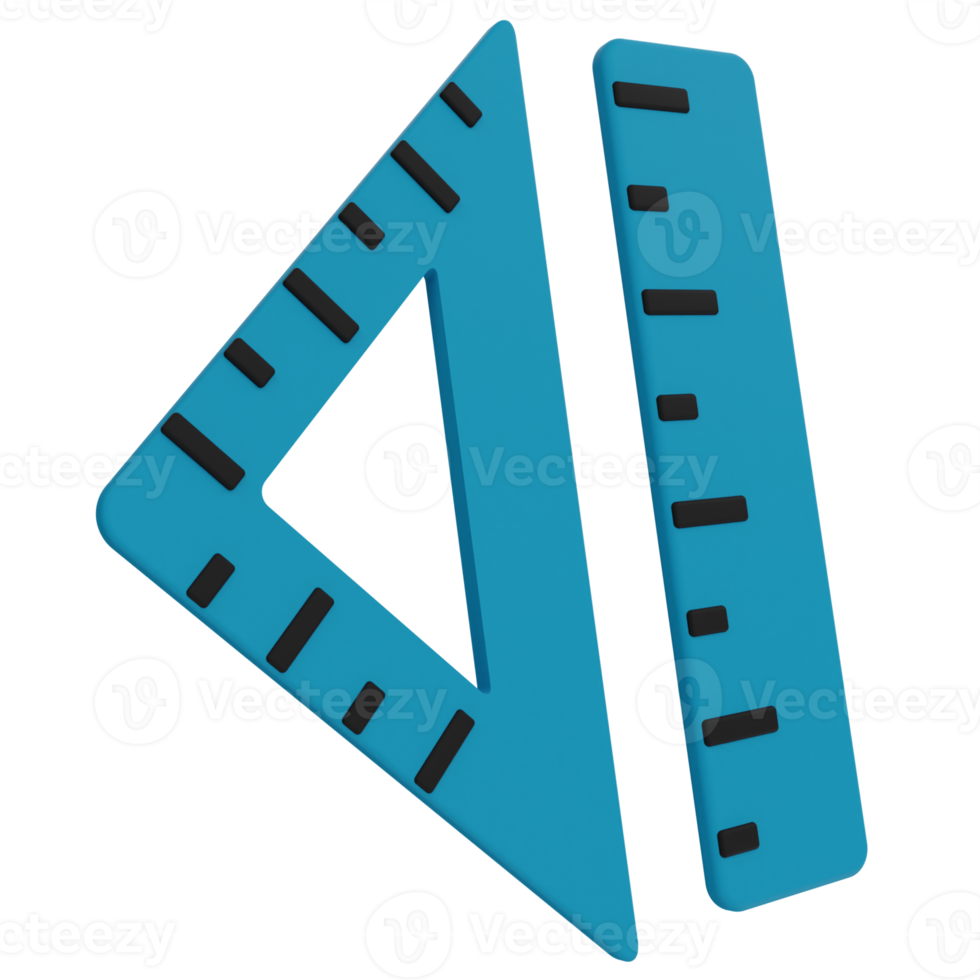 régua e conjunto quadrado ilustração 3d png