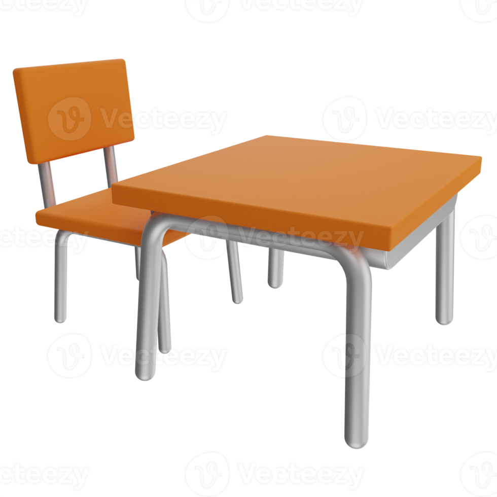 Chair and Table 3D Illustration png