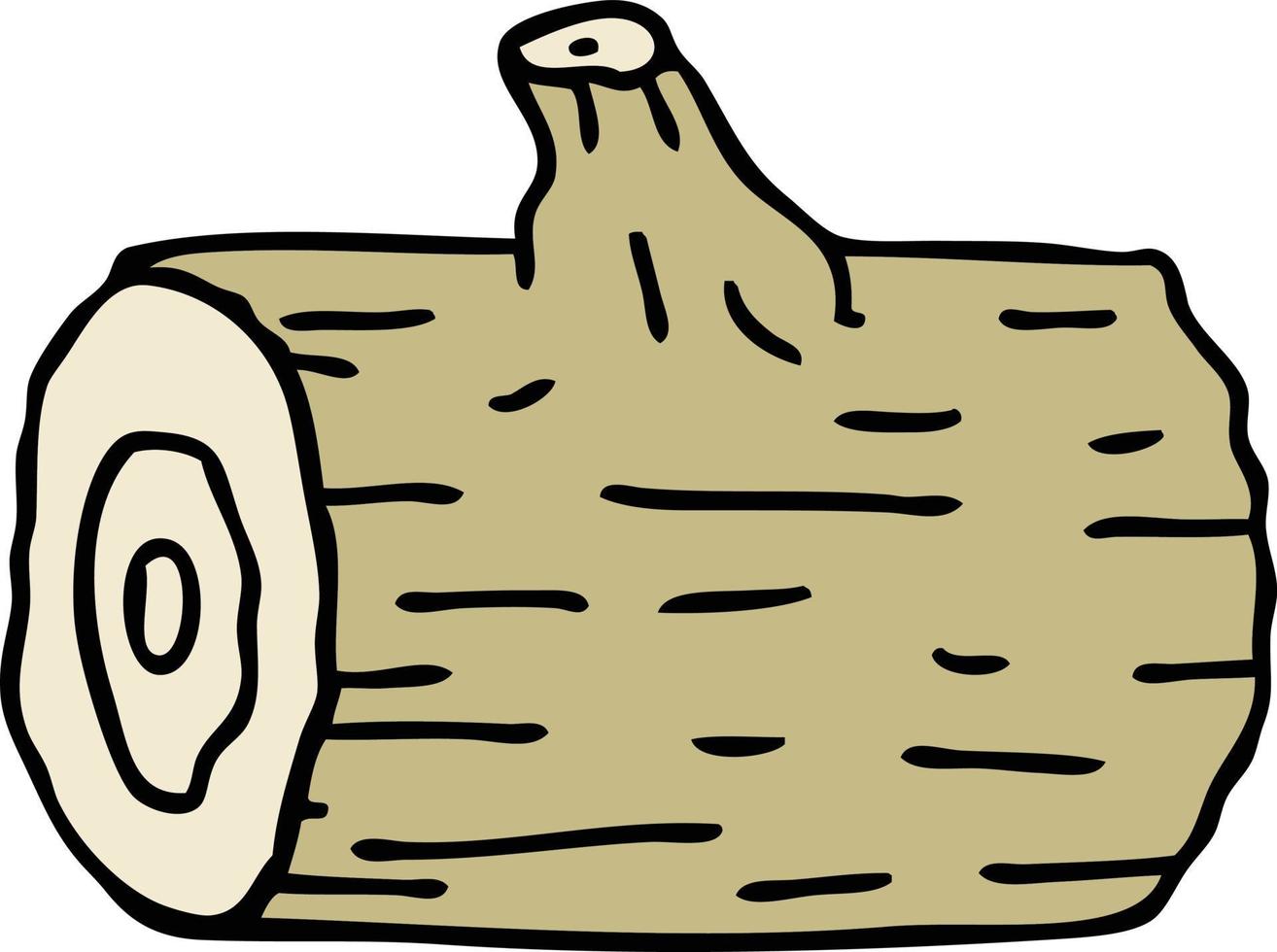 quirky hand drawn cartoon wooden log vector