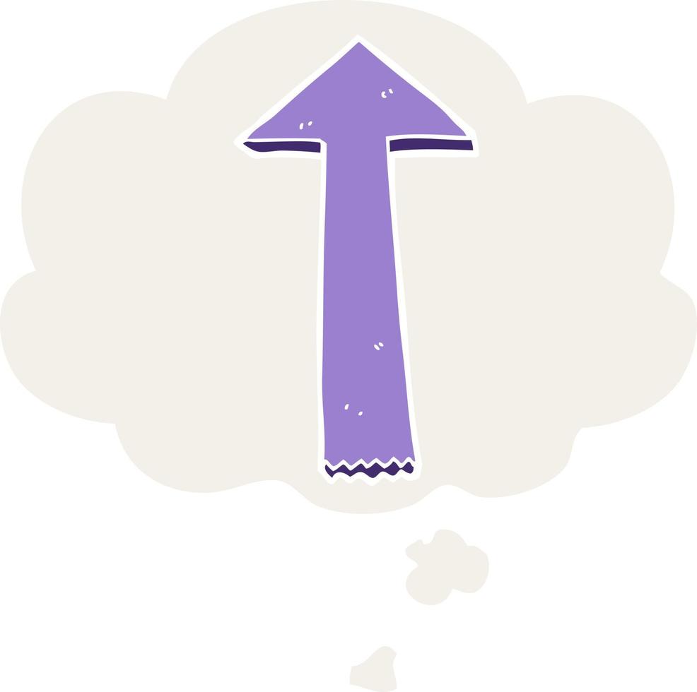 cartoon pointing arrow and thought bubble in retro style vector