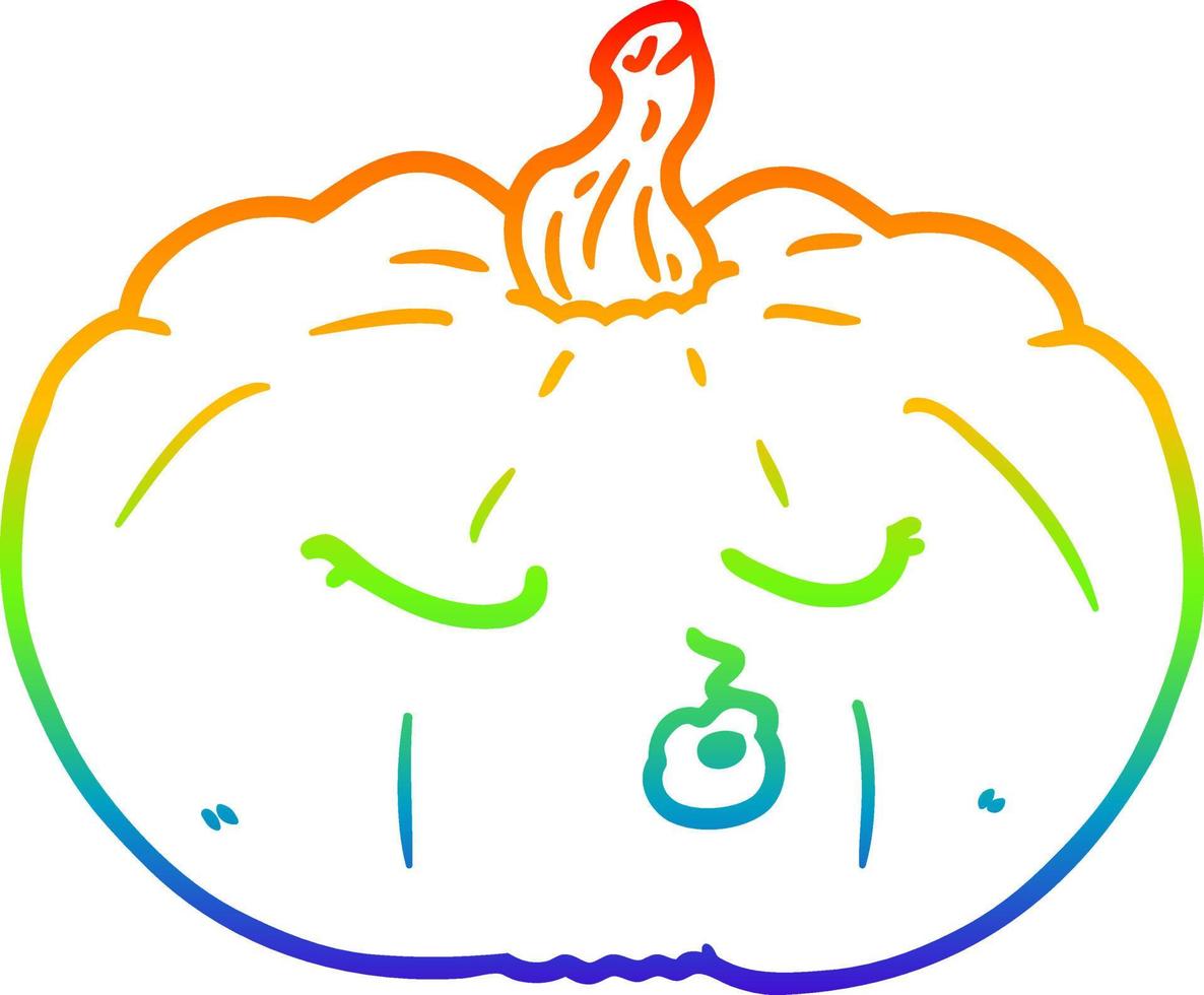 calabaza de dibujos animados de dibujo de línea de degradado de arco iris vector