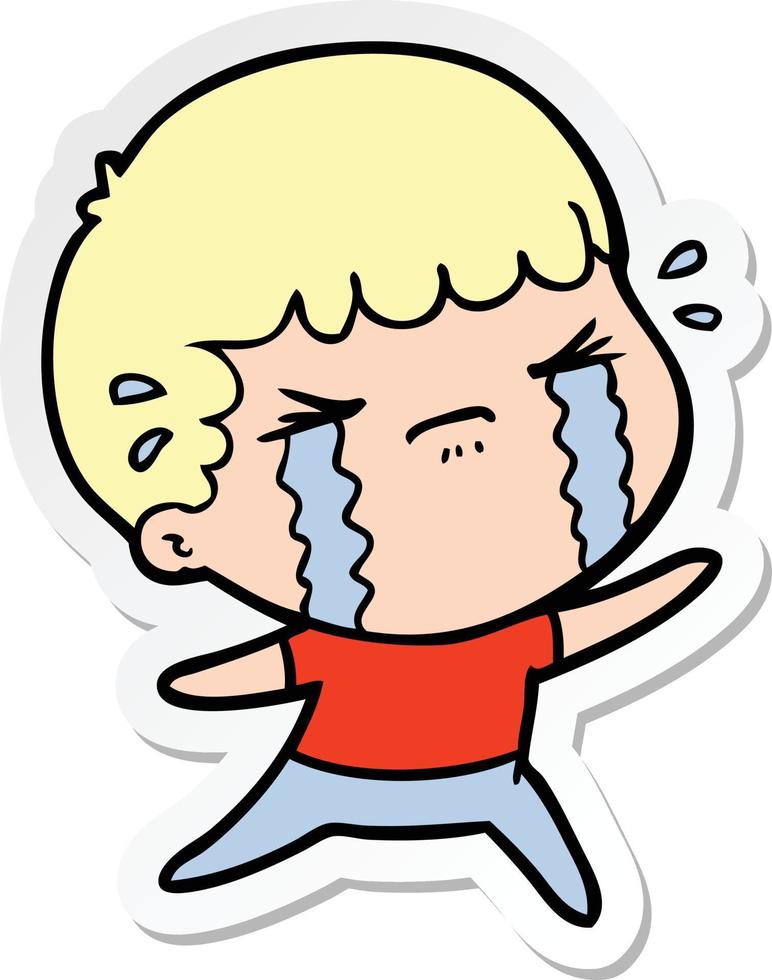 sticker of a cartoon man crying vector