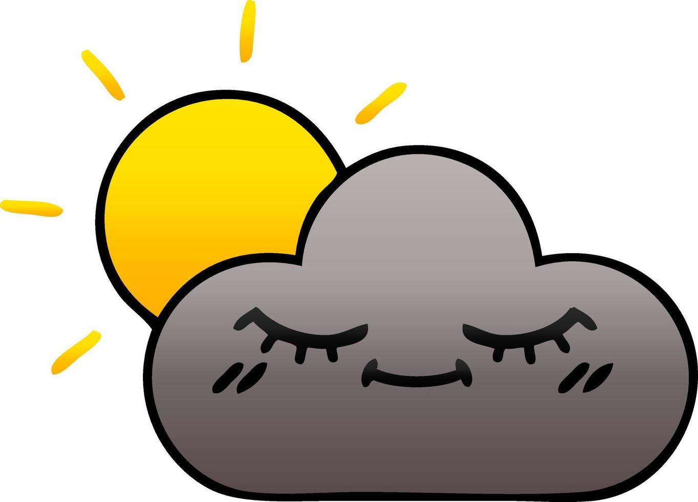 sol y nube de tormenta de dibujos animados sombreados degradados vector