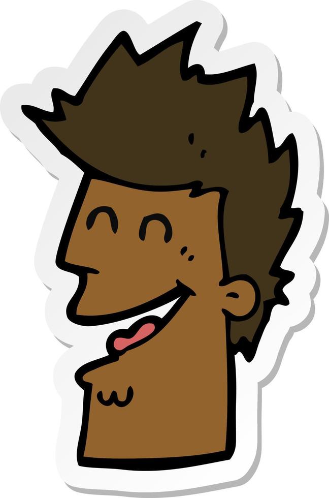 sticker of a cartoon happy man vector