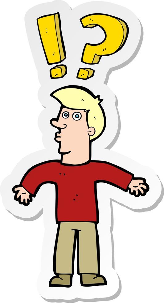 sticker of a cartoon confused man vector