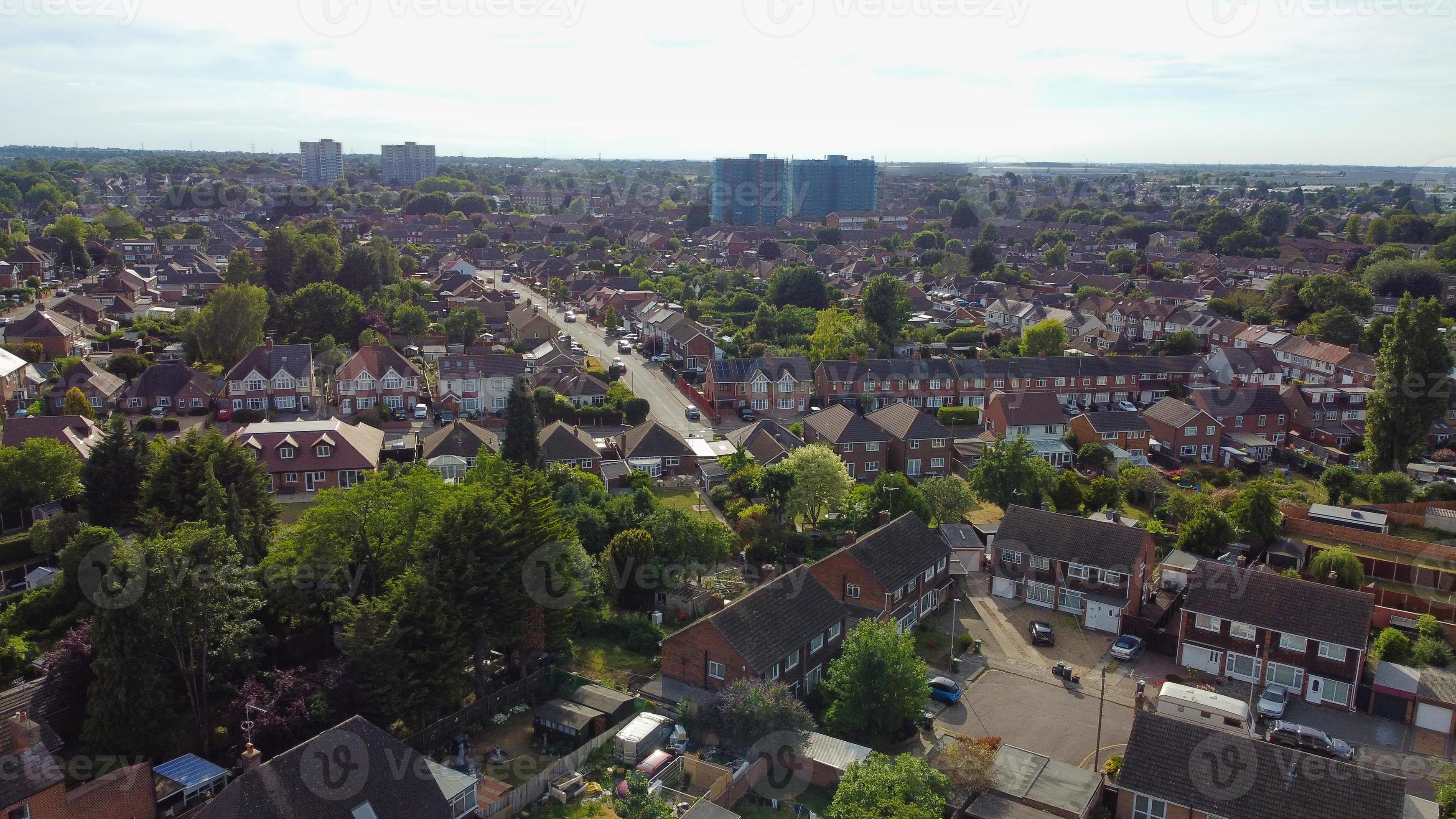 Beautful Aerial View and High Angle footage of Leagrave Station Area of