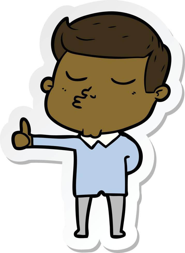 sticker of a cartoon model guy pouting vector