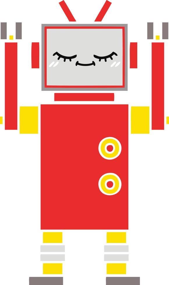 flat color retro cartoon robot vector