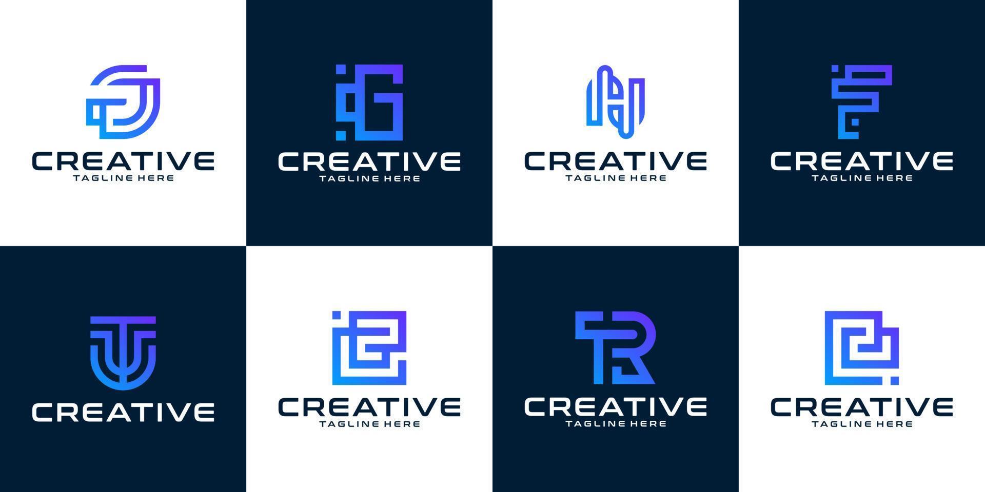 Set of creative monogram letter logo design templates vector