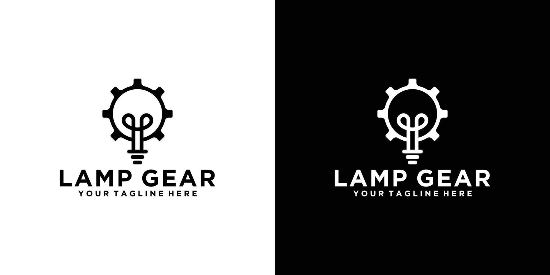 creative logo lamp and gear vector