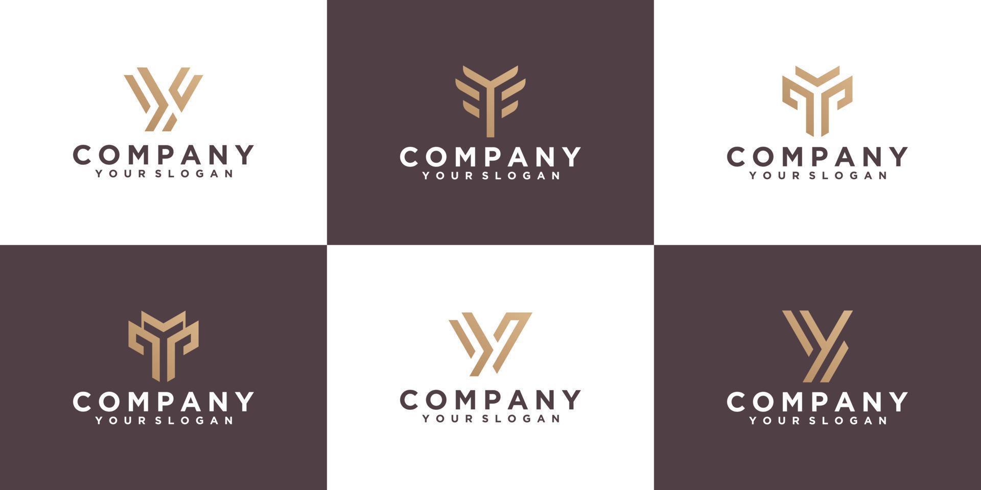 colección de logotipos y con estilos de línea y colores dorados para consultoría empresarial, financiera vector