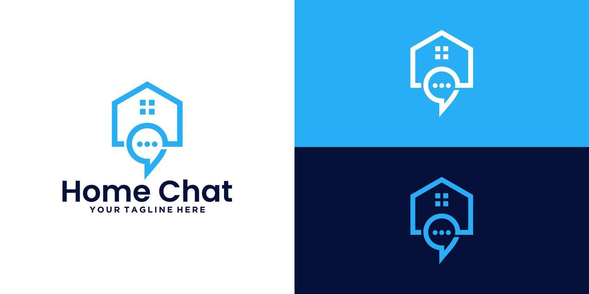 chat house logo design. discussion house, message house vector