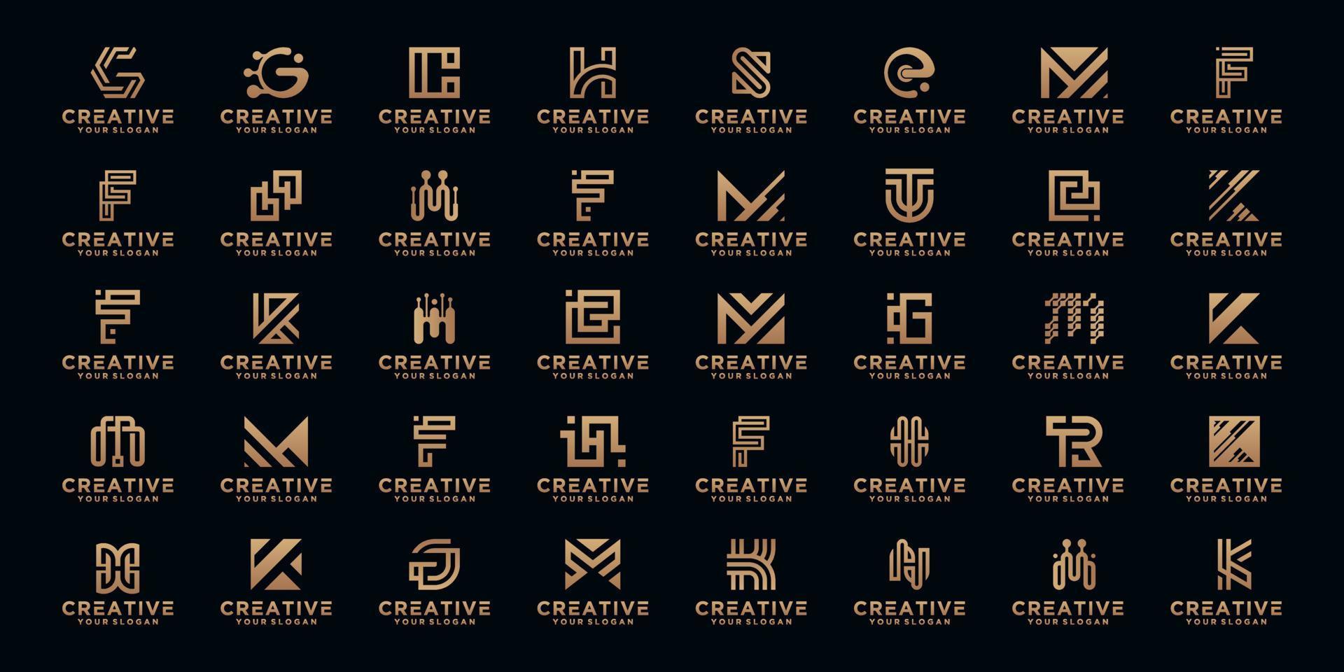 Set of abstract initial a-z.monogram logo design, icons for business of luxury,elegant and random vector