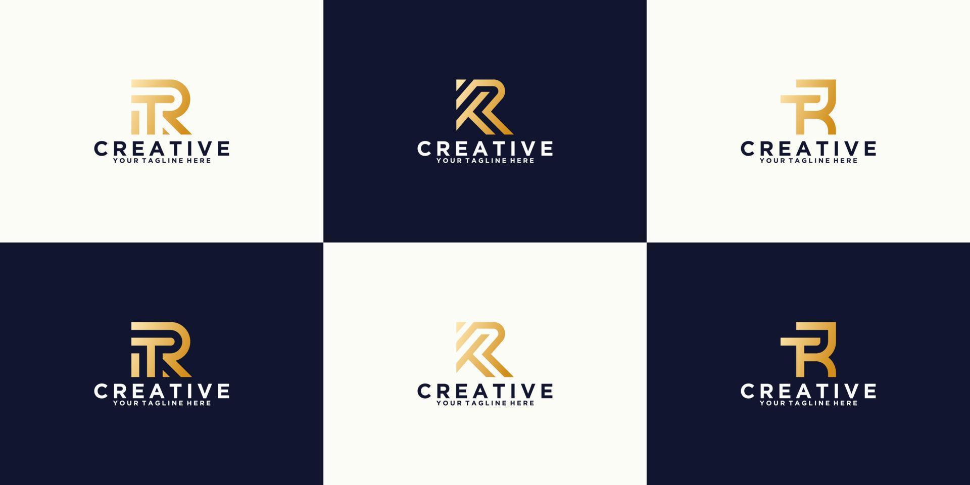 set of monogram letter R template design vector