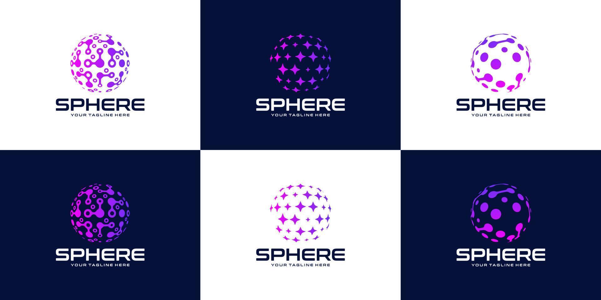 collection of elegant and modern technology world sphere Logo design inspiration vector