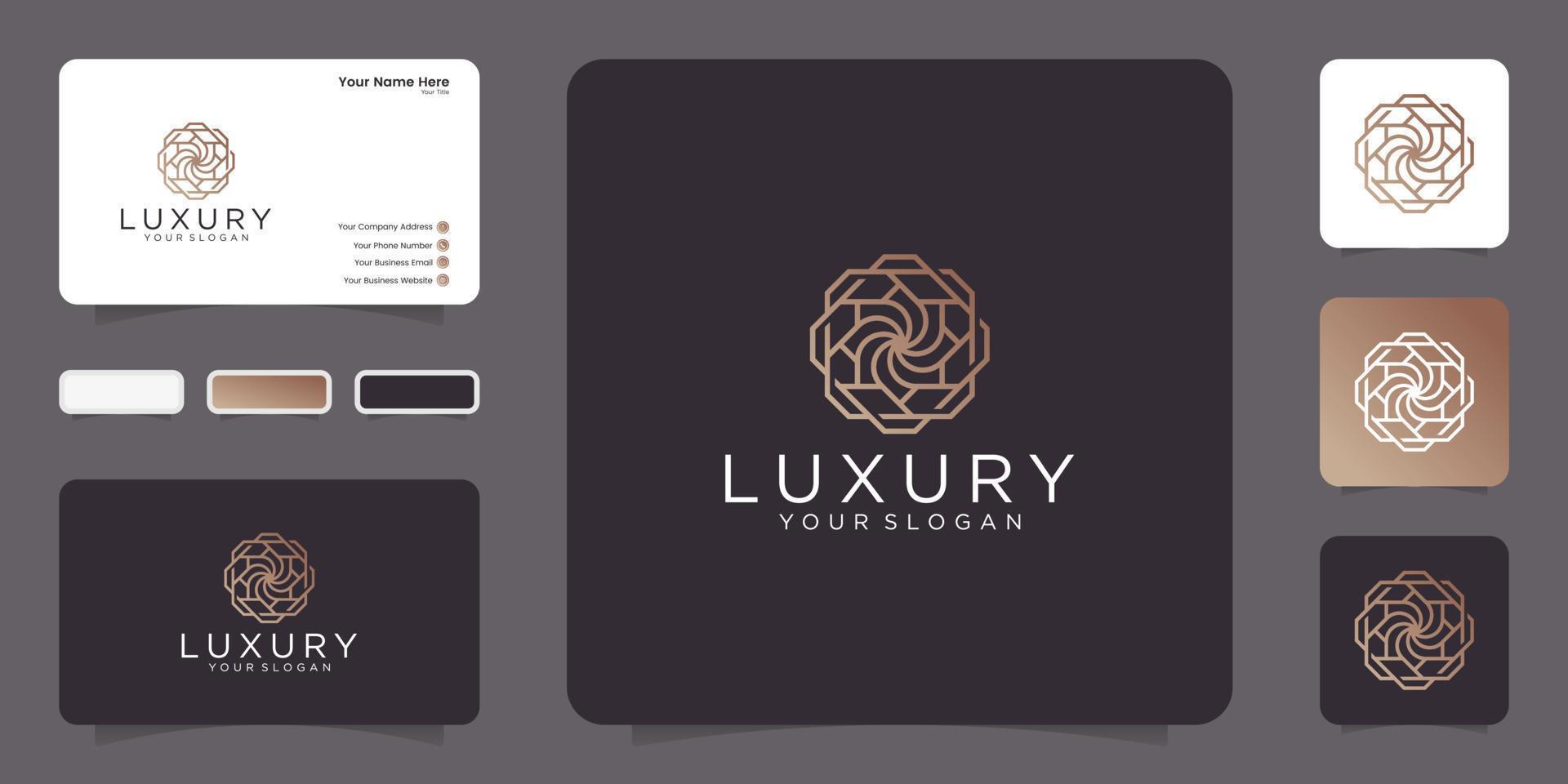 luxury line art style. ornament logo abstract design with business card vector
