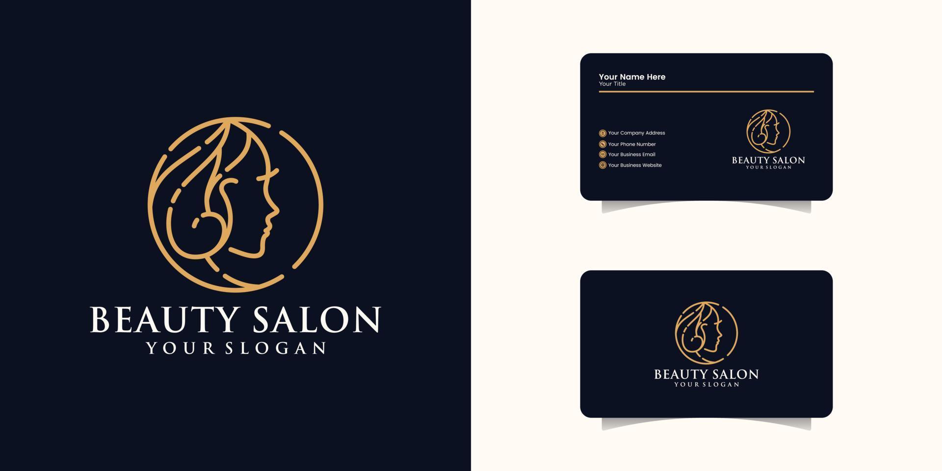 hair beauty saloon logo template design and business card vector