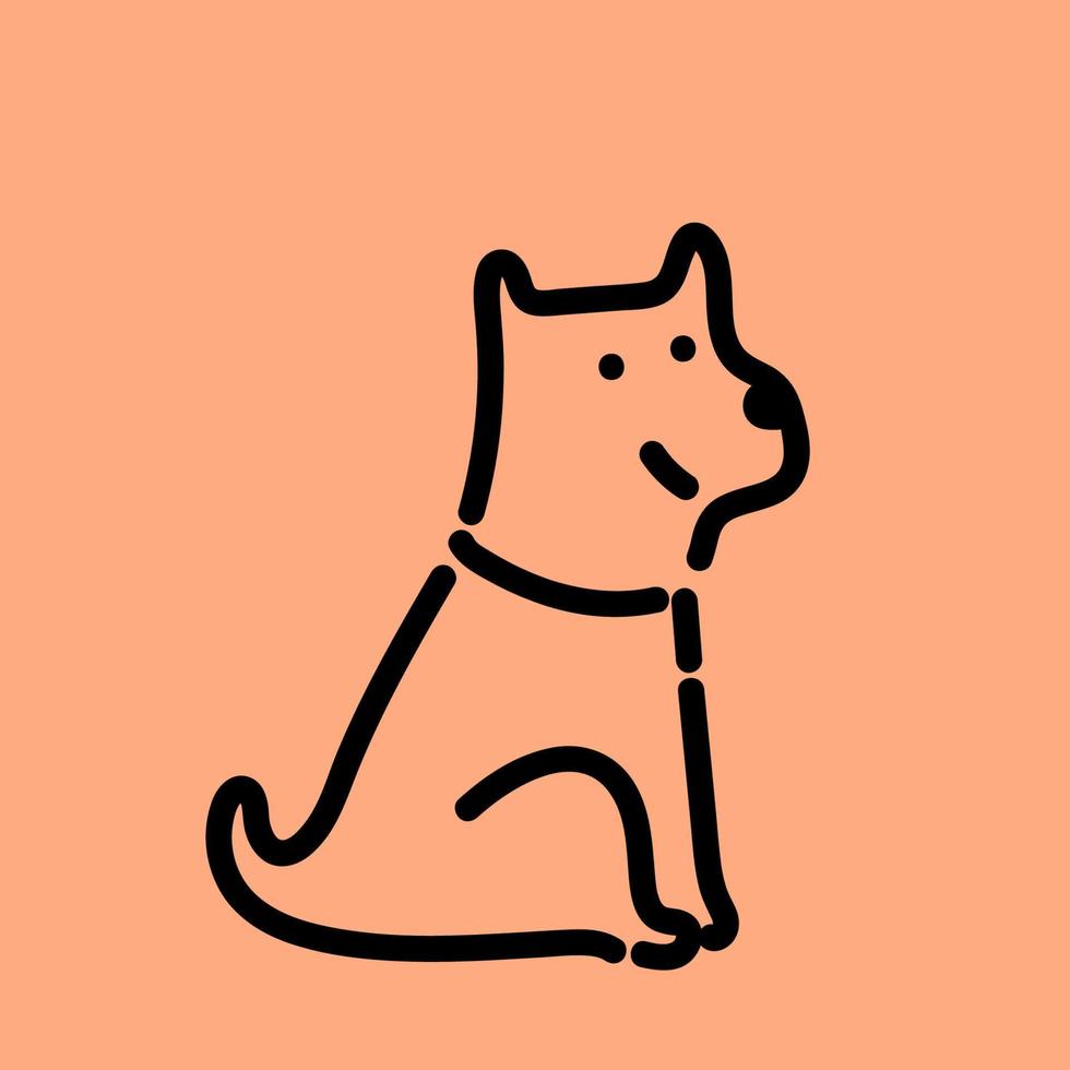 Cute dog. Hand drawn cartoon.  Greeting card. Vector illustration