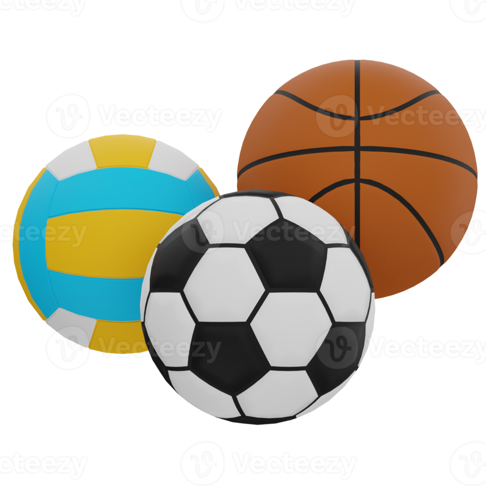 pelotas deportivas ilustración 3d png