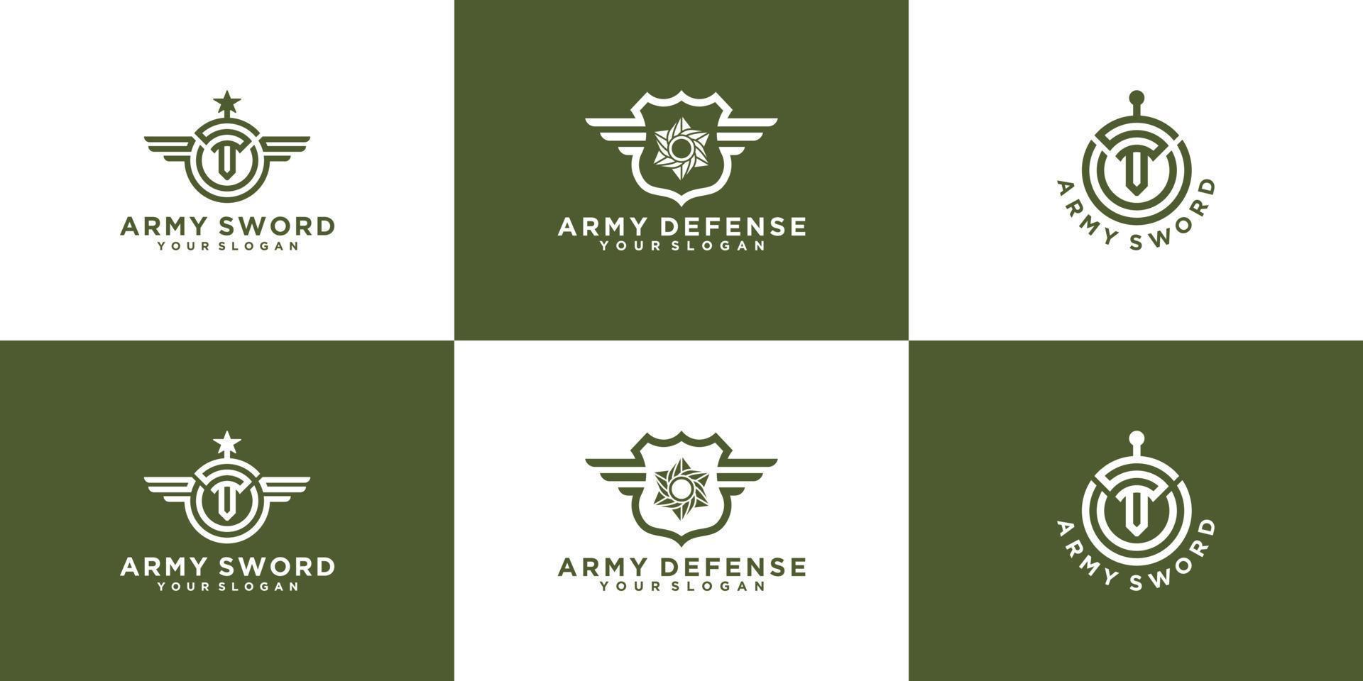 colección de logotipos militares e insignias de soldados del ejército vector