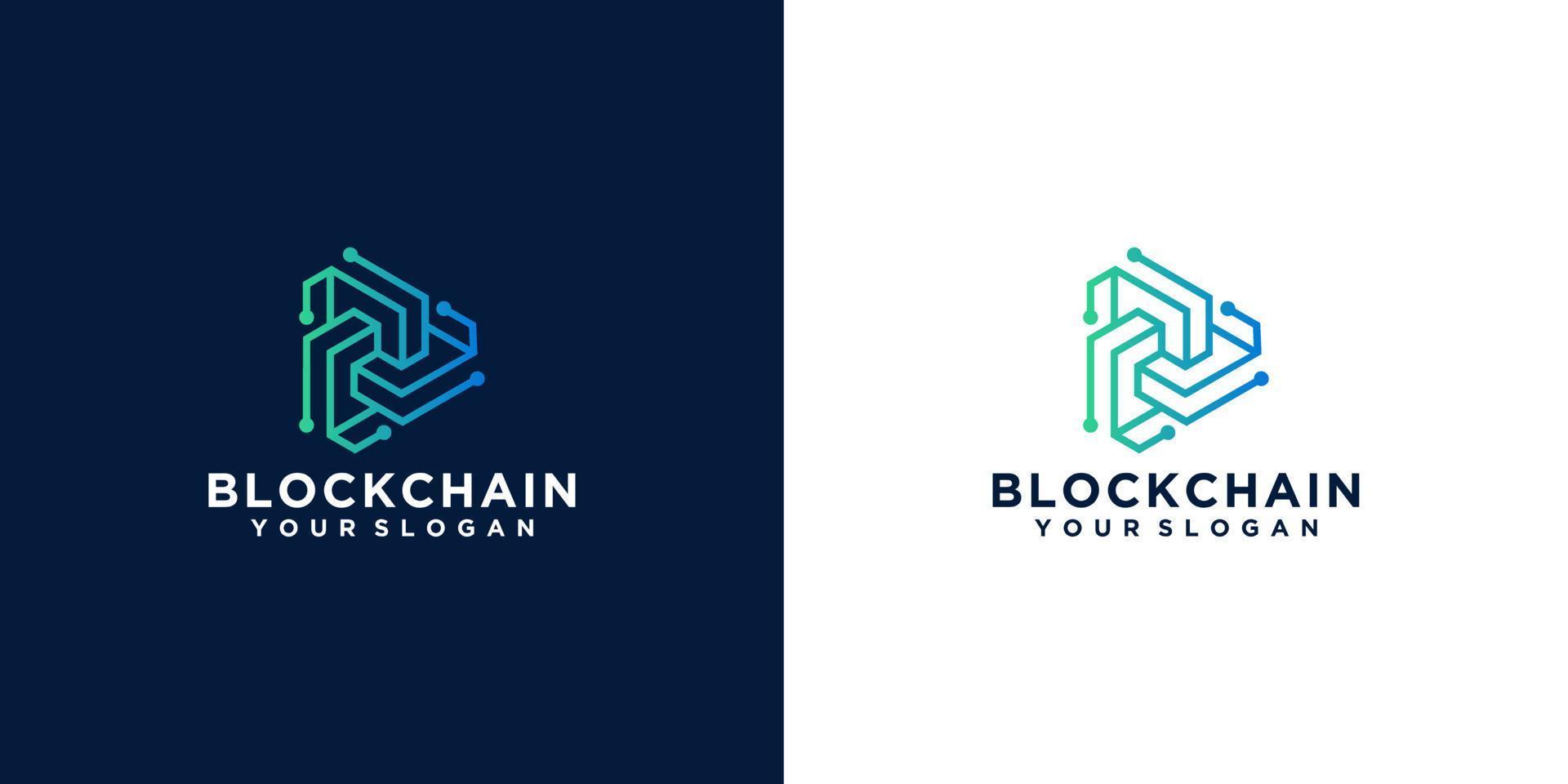 technology geometric blockchain logo design inspiration vector
