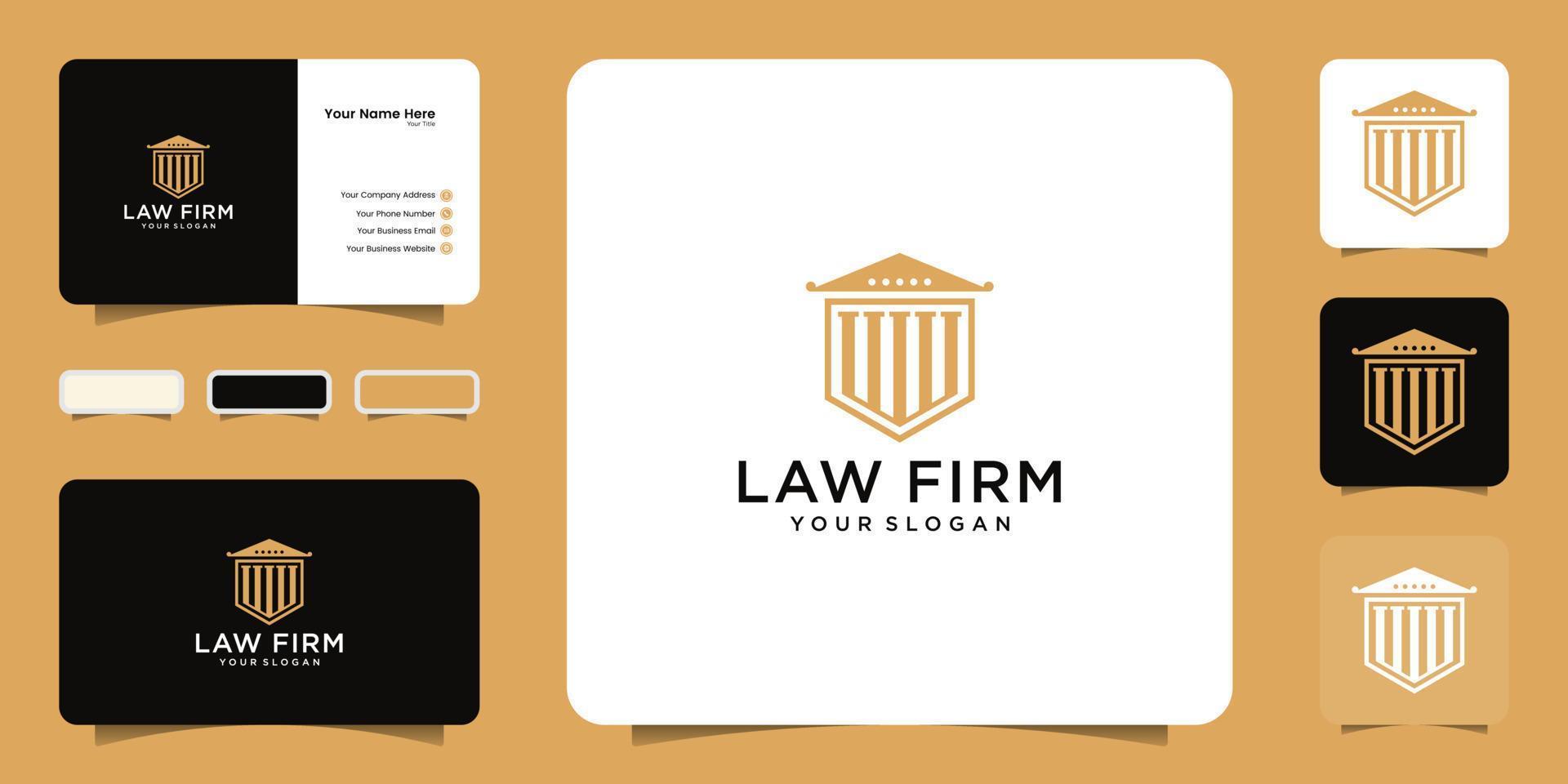 courthouse security logo template and business card design vector