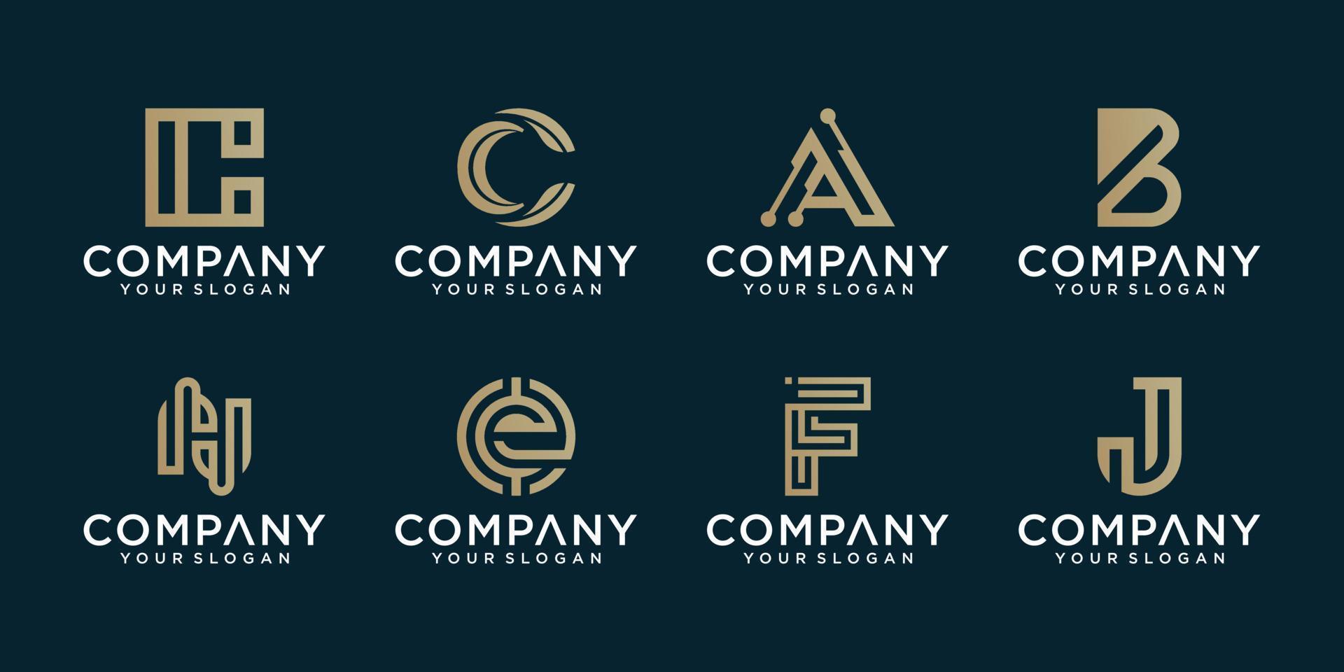 monogram logo collection with golden concept vector