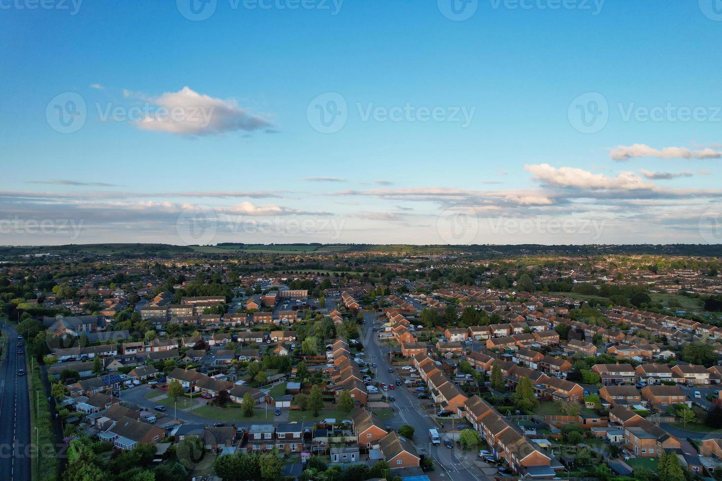 Aerial footage by drone high angle view of London Luton City of England Great Britain photo