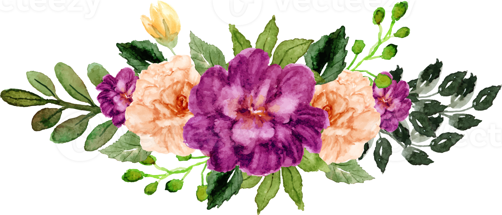 bouquet floral de pivoines violettes d'automne dessinés à la main png