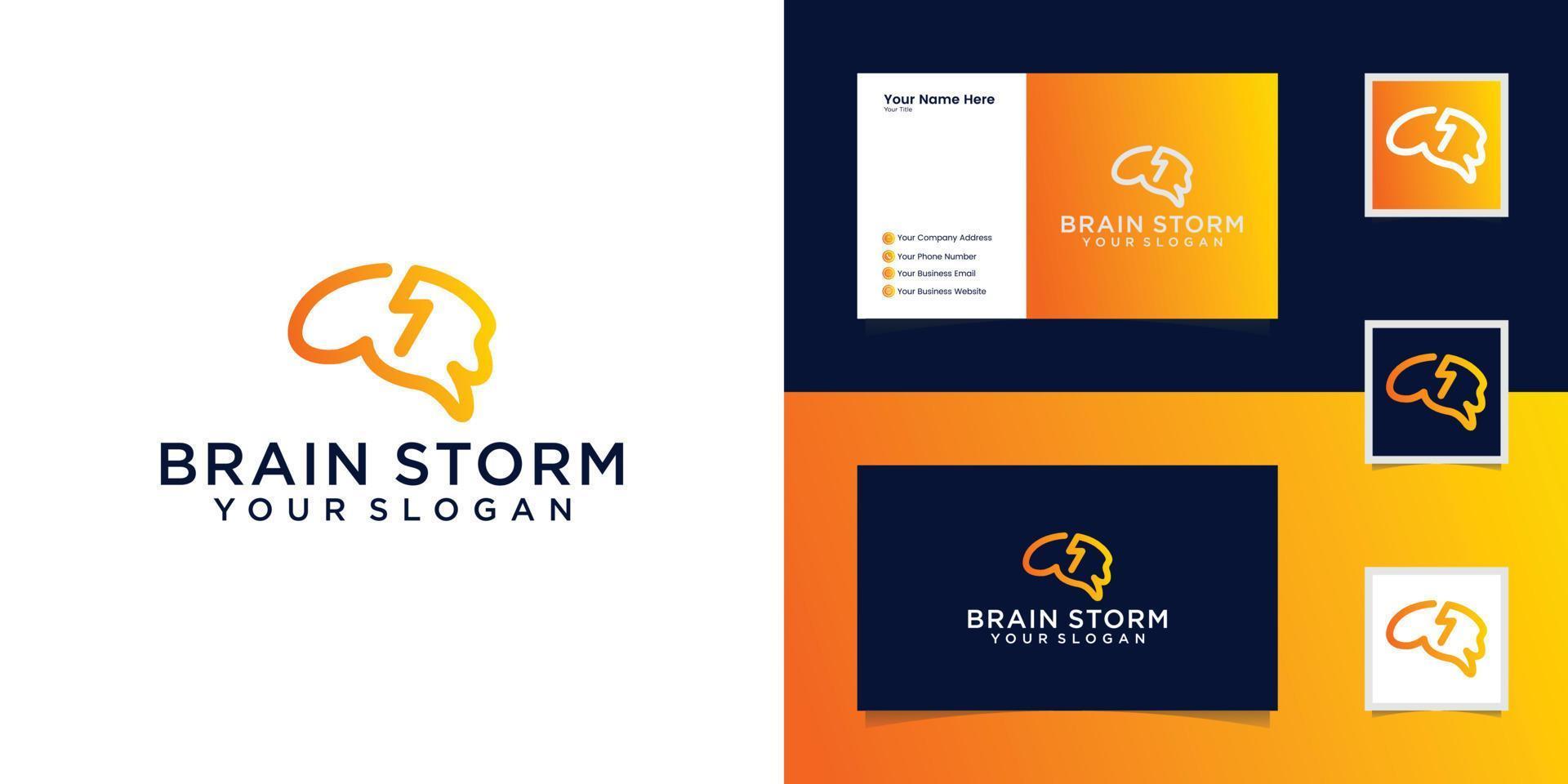 plantilla de logotipo de idea digital inteligente tormenta cerebral y tarjeta de visita vector