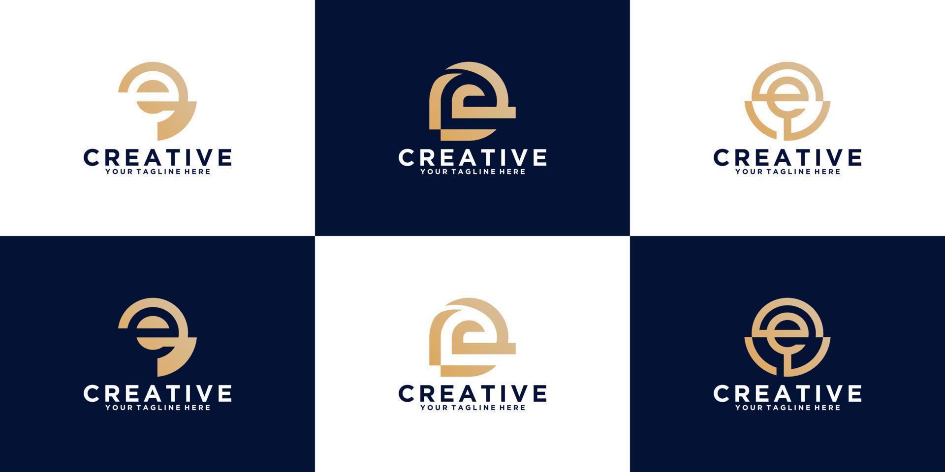 una colección de inspiración para el diseño del logotipo inicial de la letra e para consultoría de negocios, moda y tecnología vector