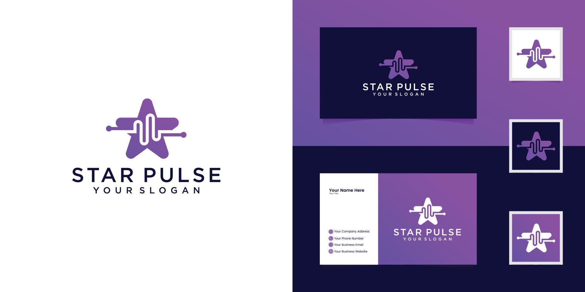 vector de diseño de plantilla de logotipo de pulso de estrella, concepto, plantilla de diseño creativo y tarjeta de visita