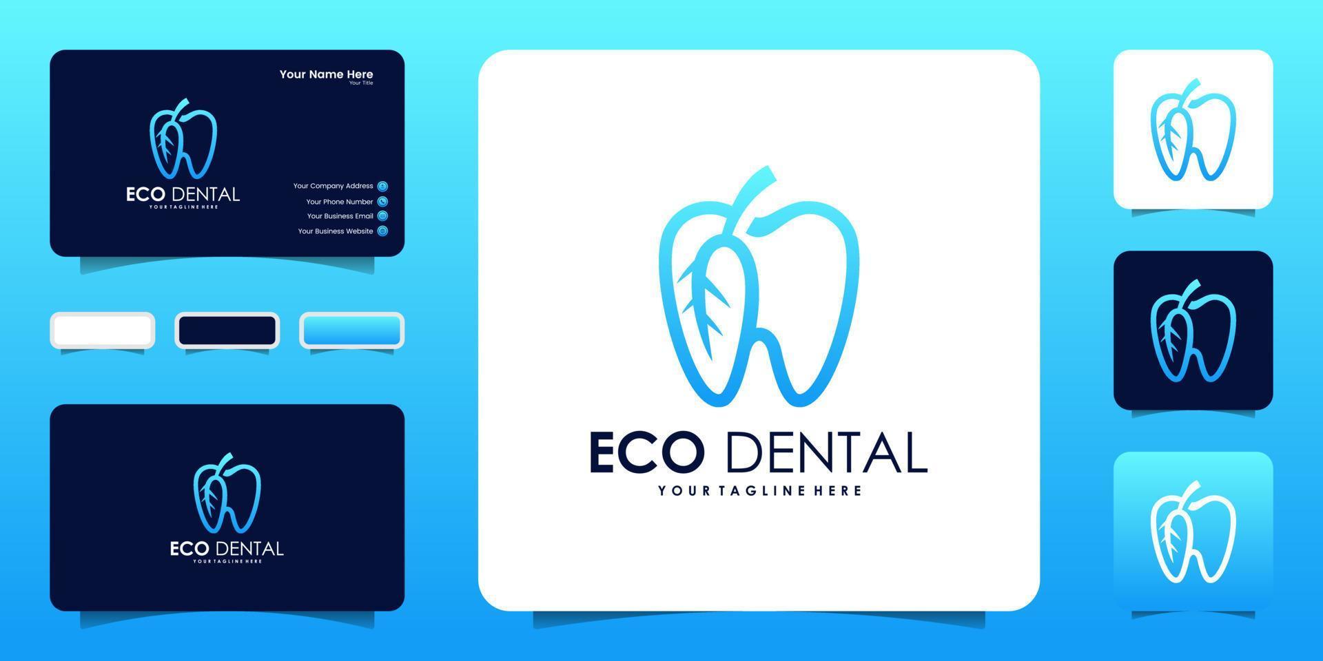 natural teeth logo design and business card inspiration vector