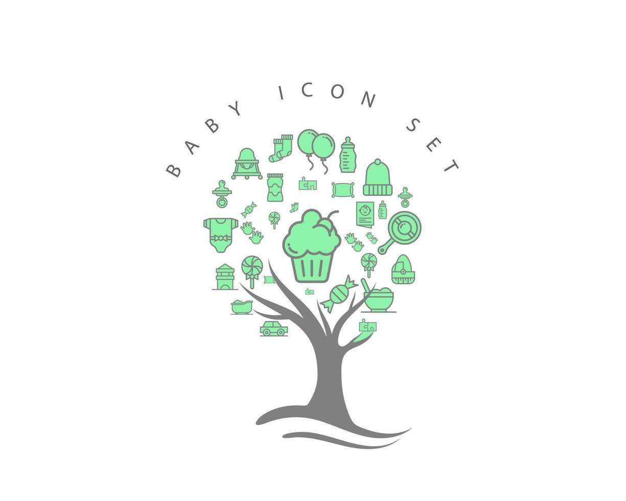 Baby icon set on white background vector