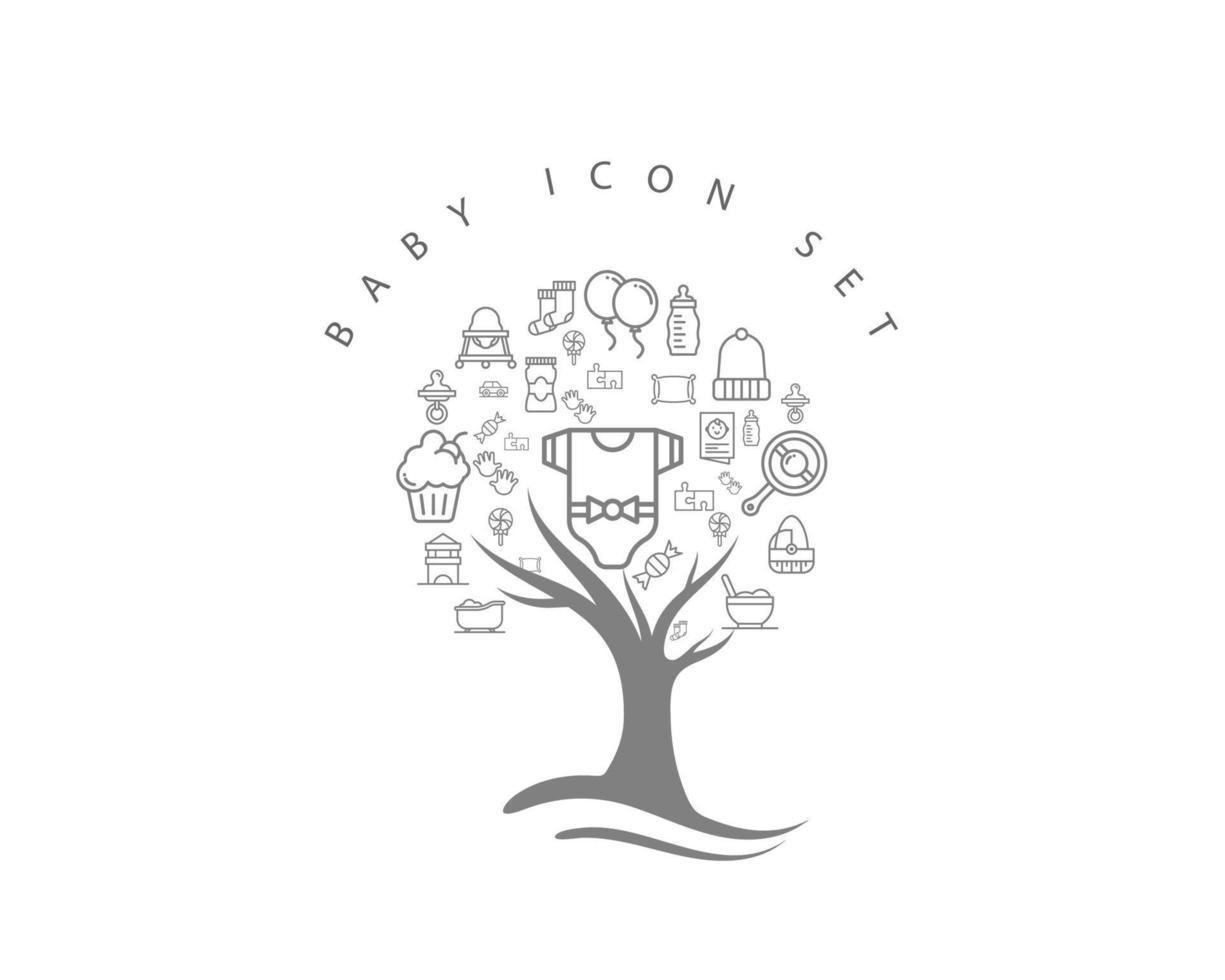 Baby icon set on white background vector